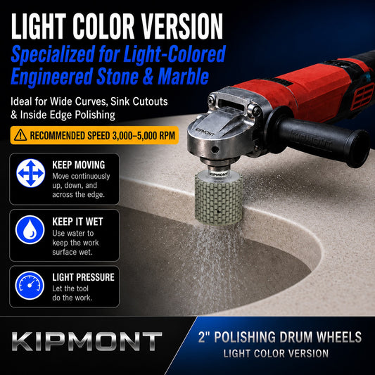 2 inch diamond drum wheel polishing inside edge sink corners on light color granite countertop