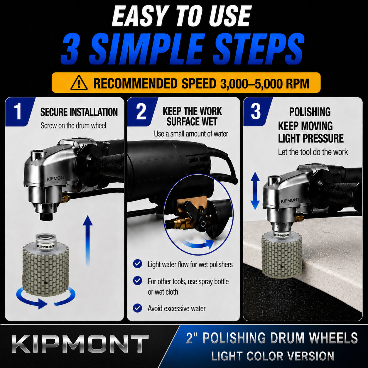 how to install and use a 2 inch diamond drum wheel for sink cutout polishing