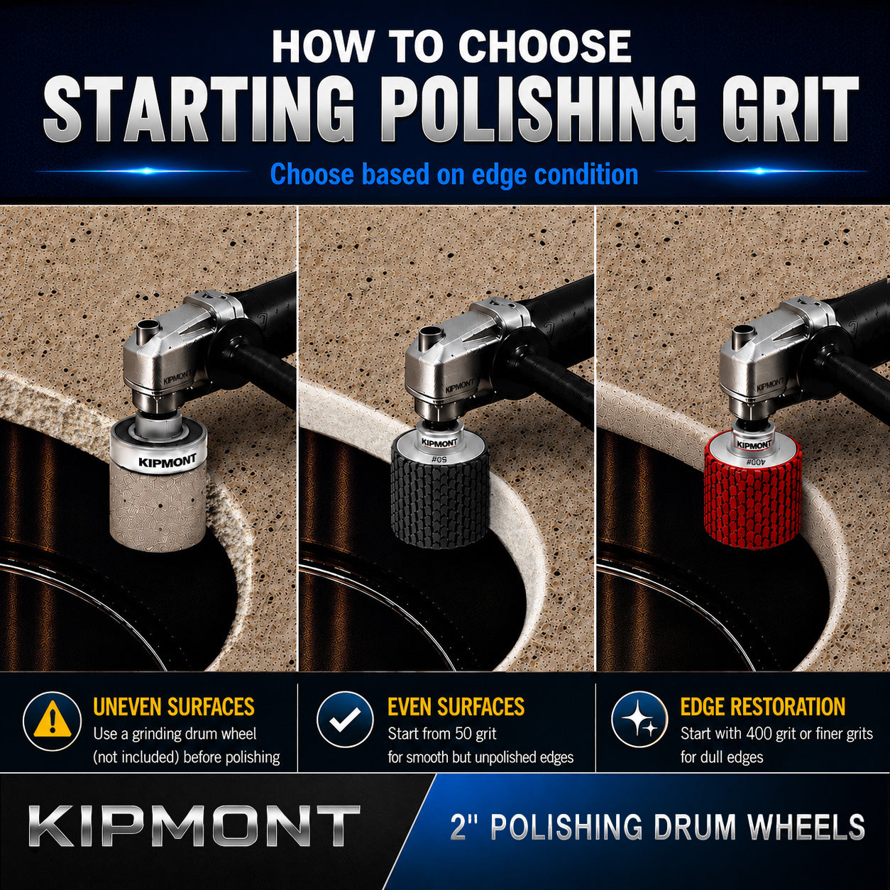 how to choose starting polishing grit based on edge condition