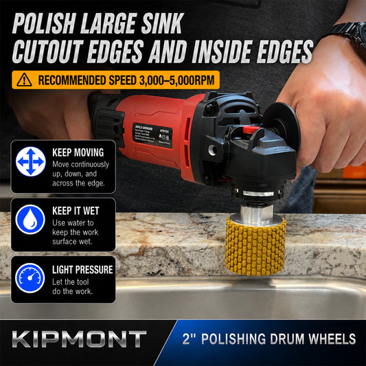 2 inch diamond drum wheel polishing inside edge on granite countertop