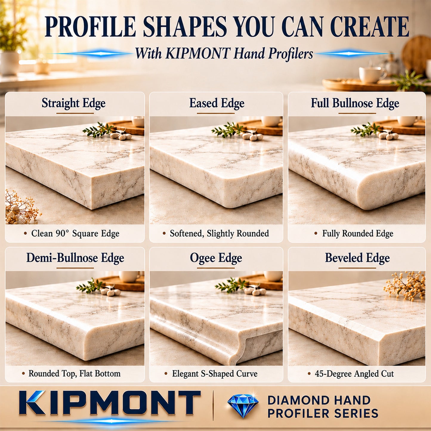 profile shapes you can create with KIPMONT diamond hand profilers