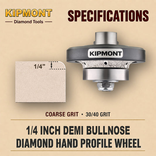 1/4 inch coarse means the size and grit of the finished demi bullnose