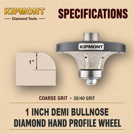 1 inch coarse means the size and grit of the finished demi bullnose