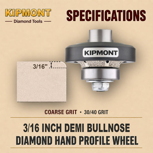 3/16 inch coarse means the size and grit of the finished demi bullnose