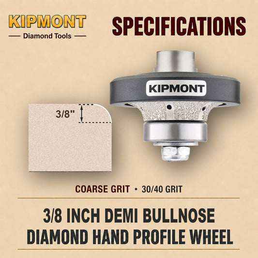 3/8 inch coarse means the size and grit of the finished demi bullnose