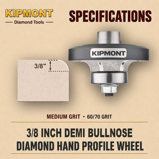 3/8 inch medium means the size and grit of the finished demi bullnose