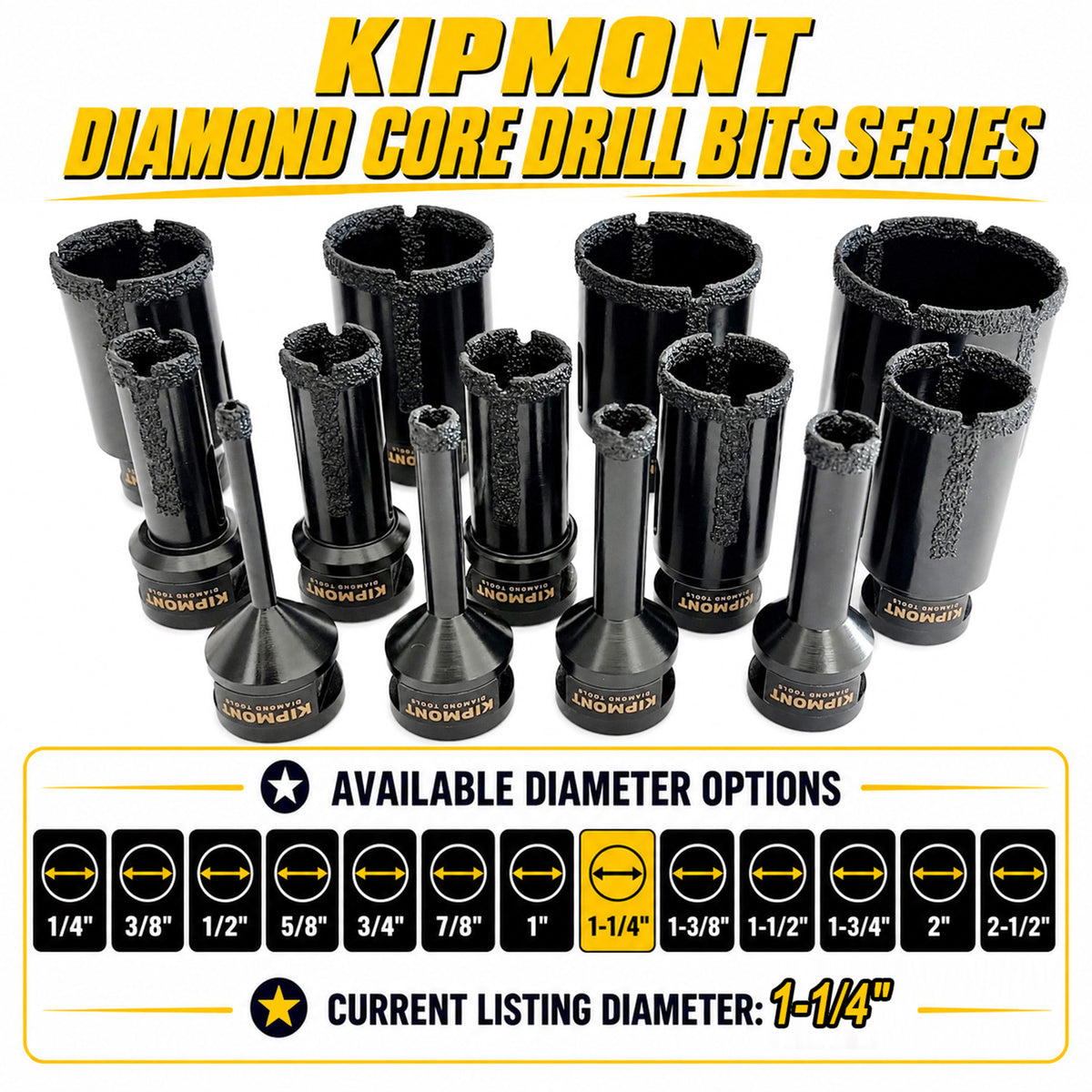 diamond core drill bit diameter for 1-1/4"