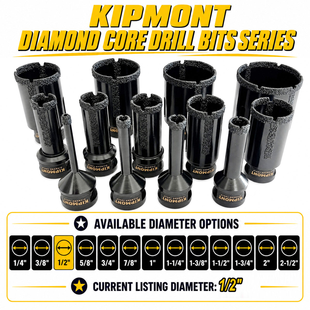 diamond core drill bit diameter for 1/2"