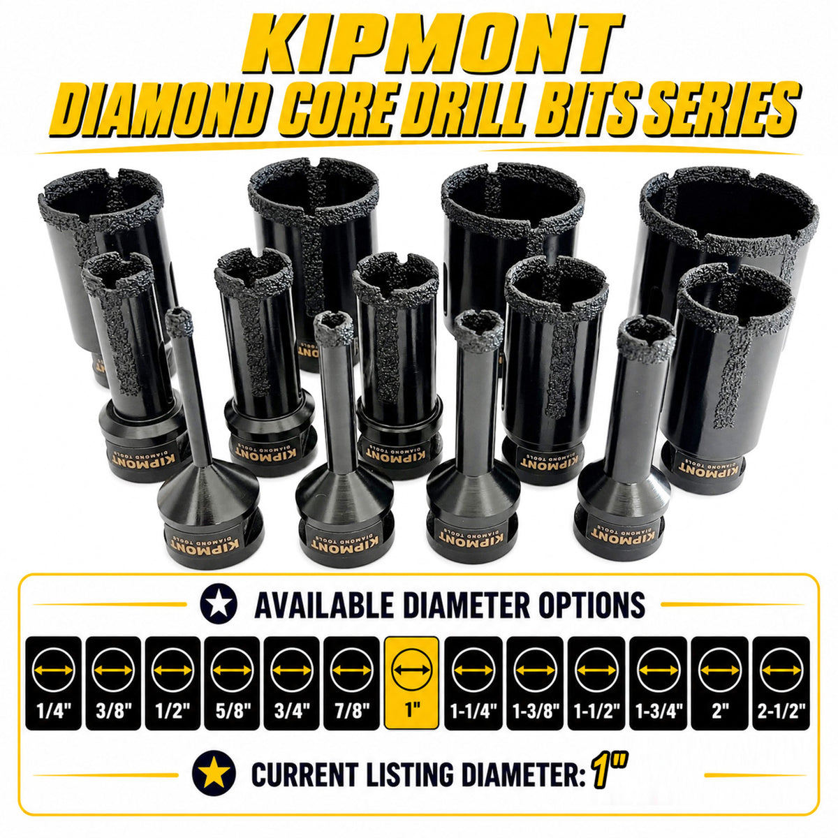 diamond core drill bit diameter for 1"