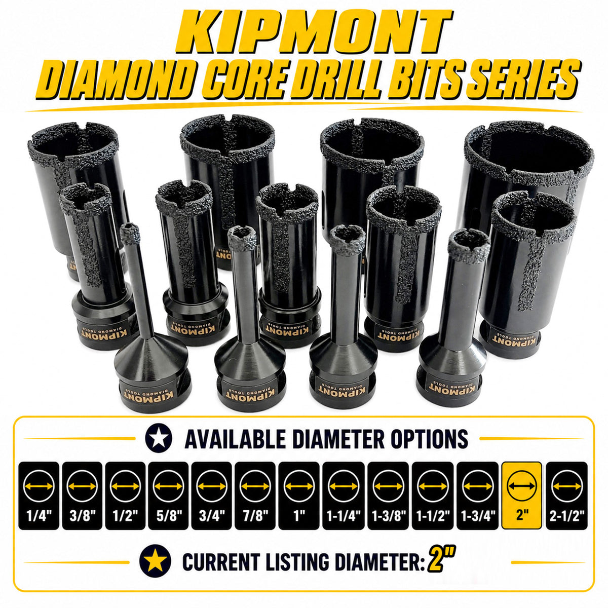 diamond core drill bit diameter for 2"