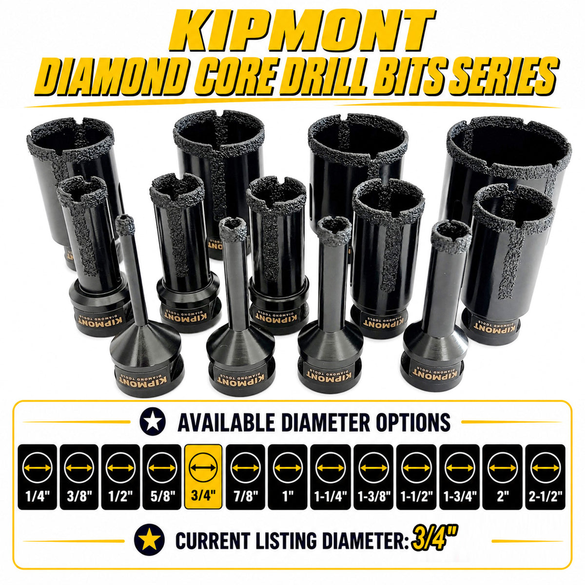 diamond core drill bit diameter for 3/4"
