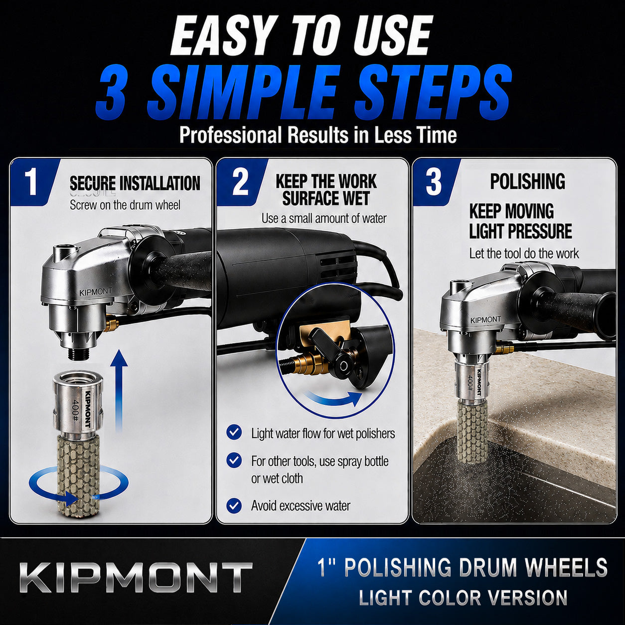 how to install and use a 1 inch diamond drum wheel for sink cutout polishing