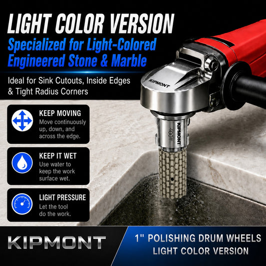 1 inch diamond drum wheel polishing tight inside sink corners on light color granite countertop