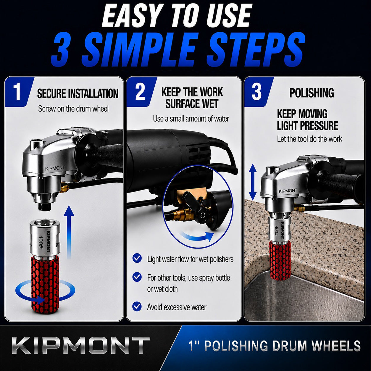 how to install and use a 1 inch wet diamond drum wheel for sink cutout polishing