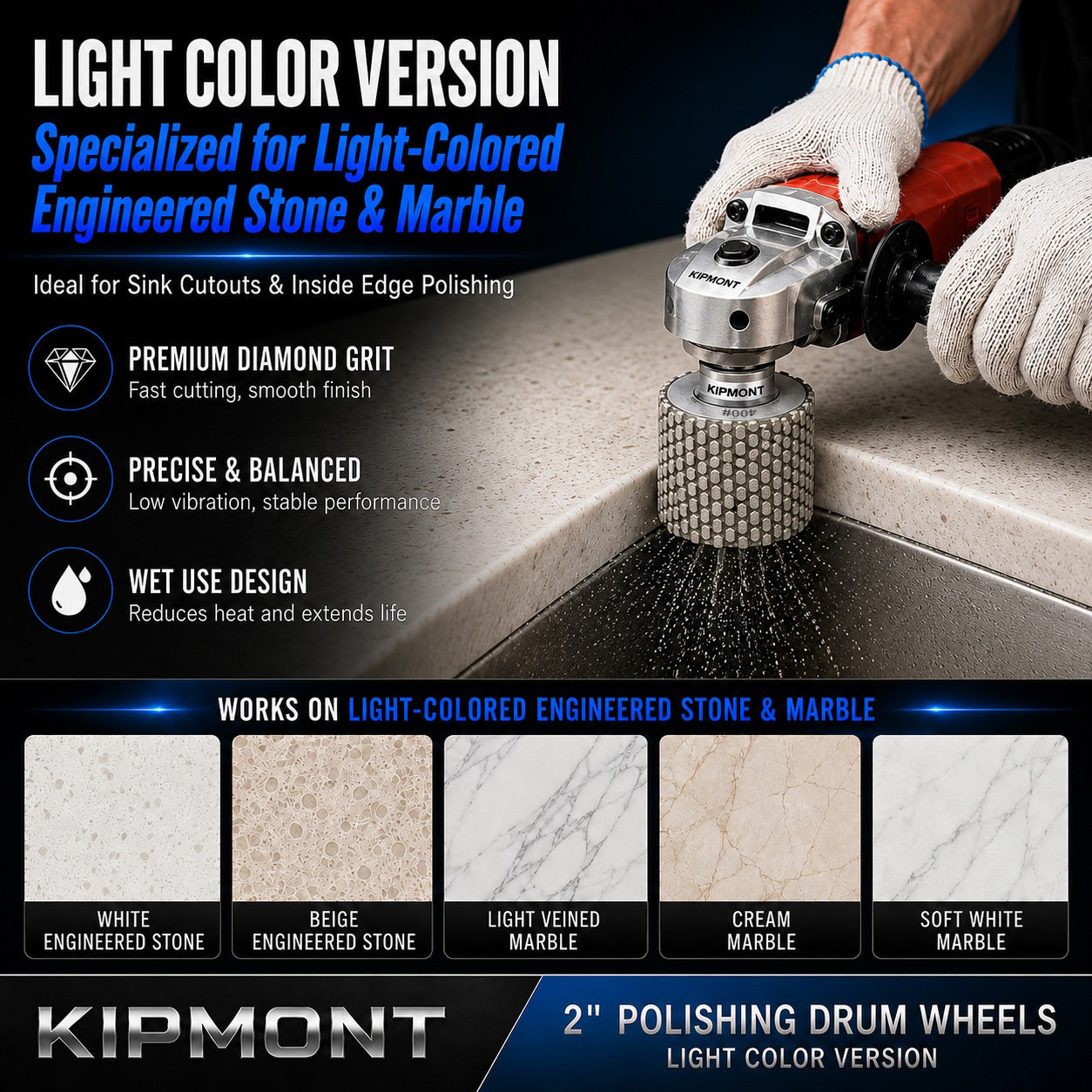 2 inch diamond drum wheel for light color granite marble quartz concrete and stone polishing