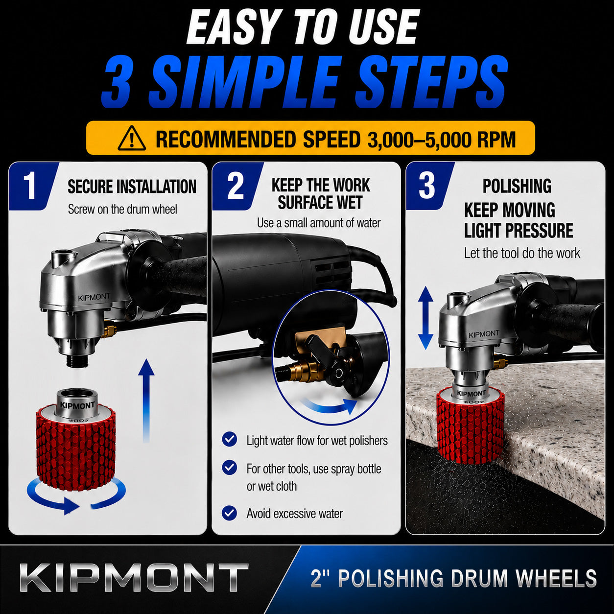 how to install and use a 2 inch wet diamond drum wheel for sink cutout polishing