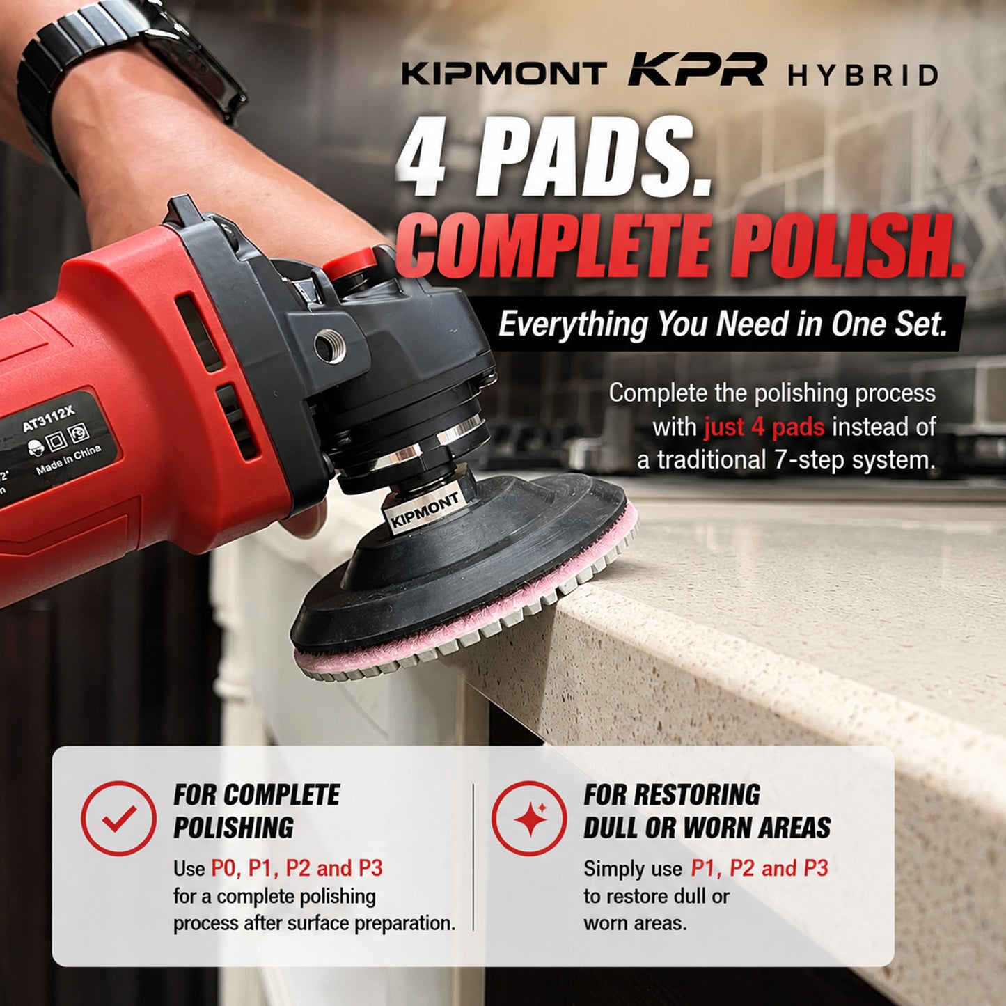 4-step polishing pads complete polishing process