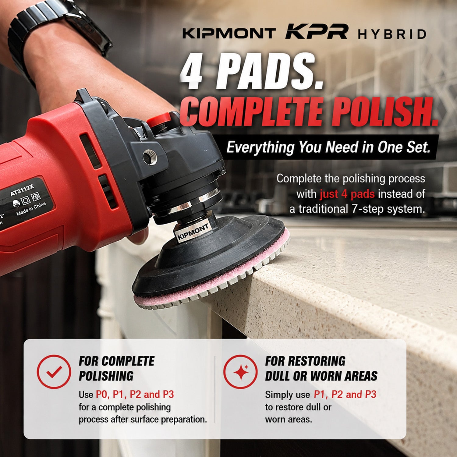 4-step polishing pads complete polishing process