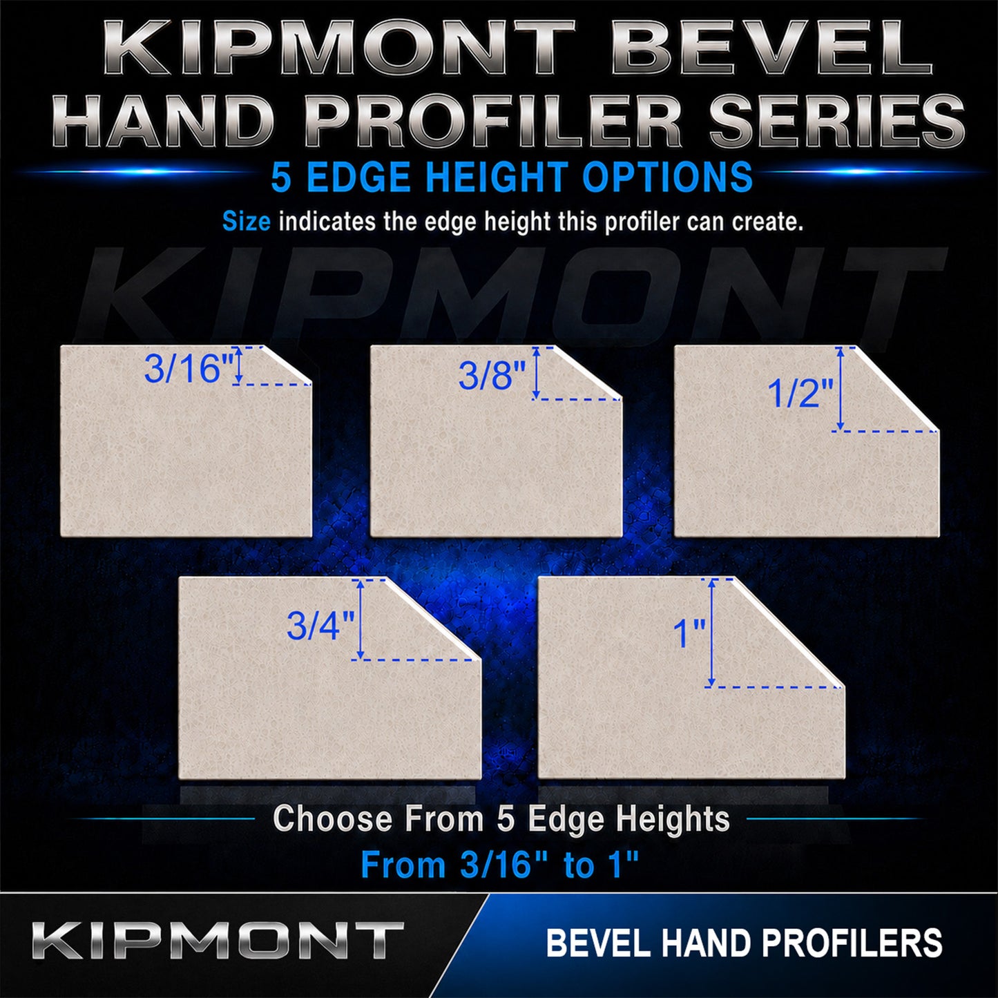 5 edge height options for bevel hand profilers