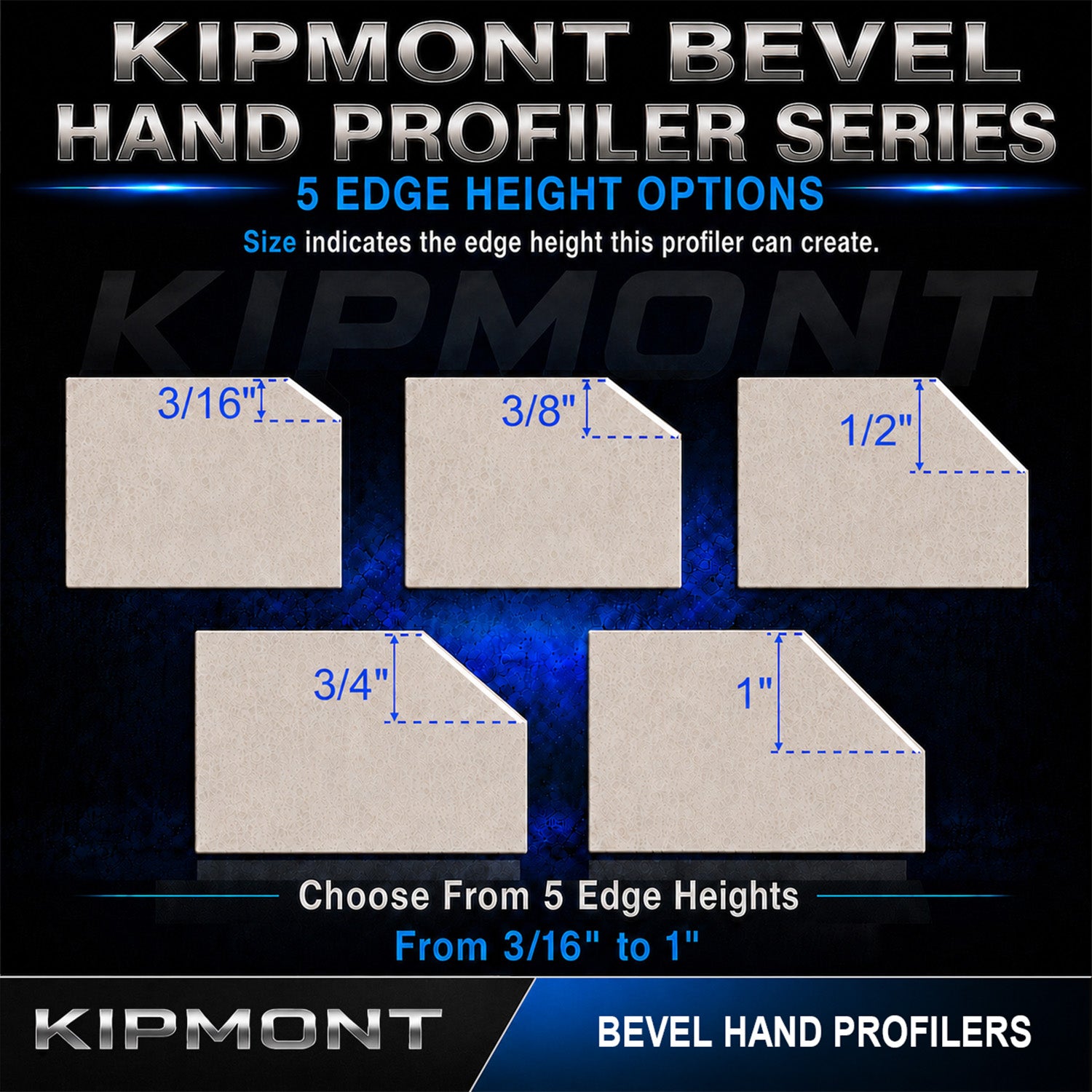 5 edge height options for bevel hand profilers