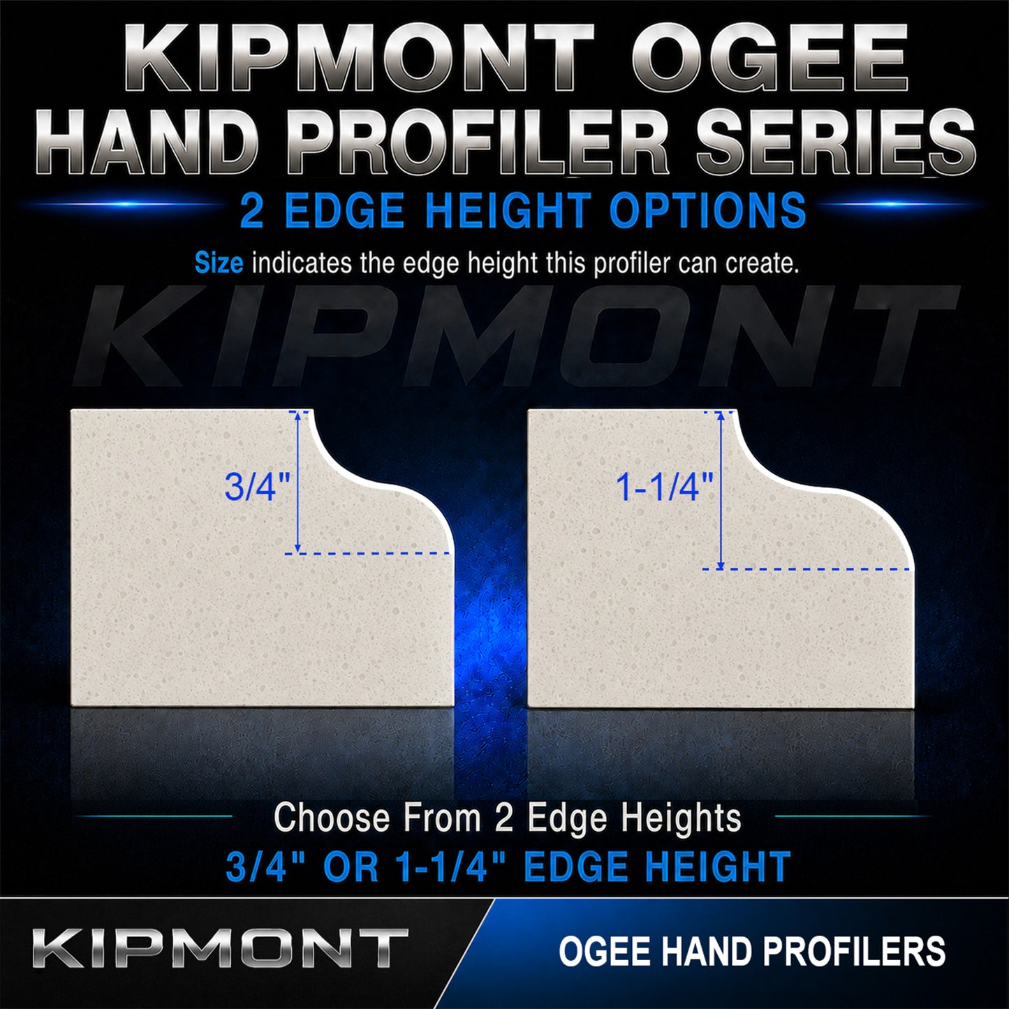 2 edge height options for ogee hand profilers
