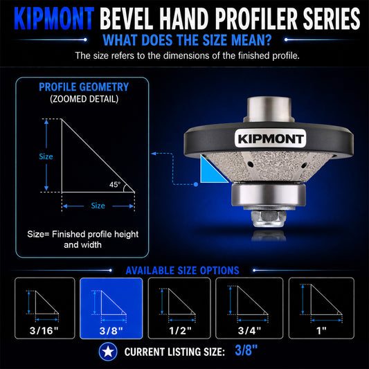 3/8 inch means the size of the finished bevel