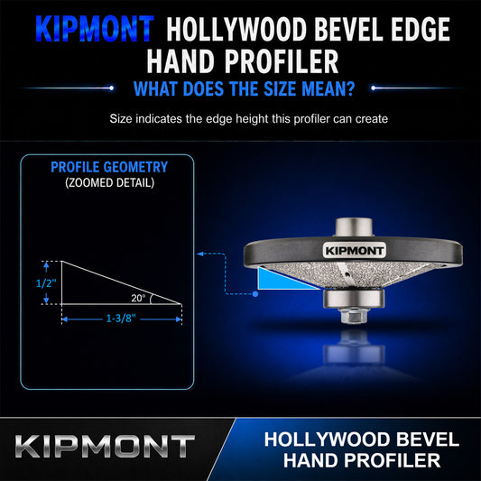 size of hollywood bevel edge hand profiler