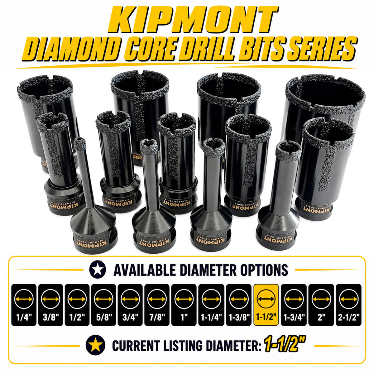 diamond core drill bit diameter for 1-1/2"