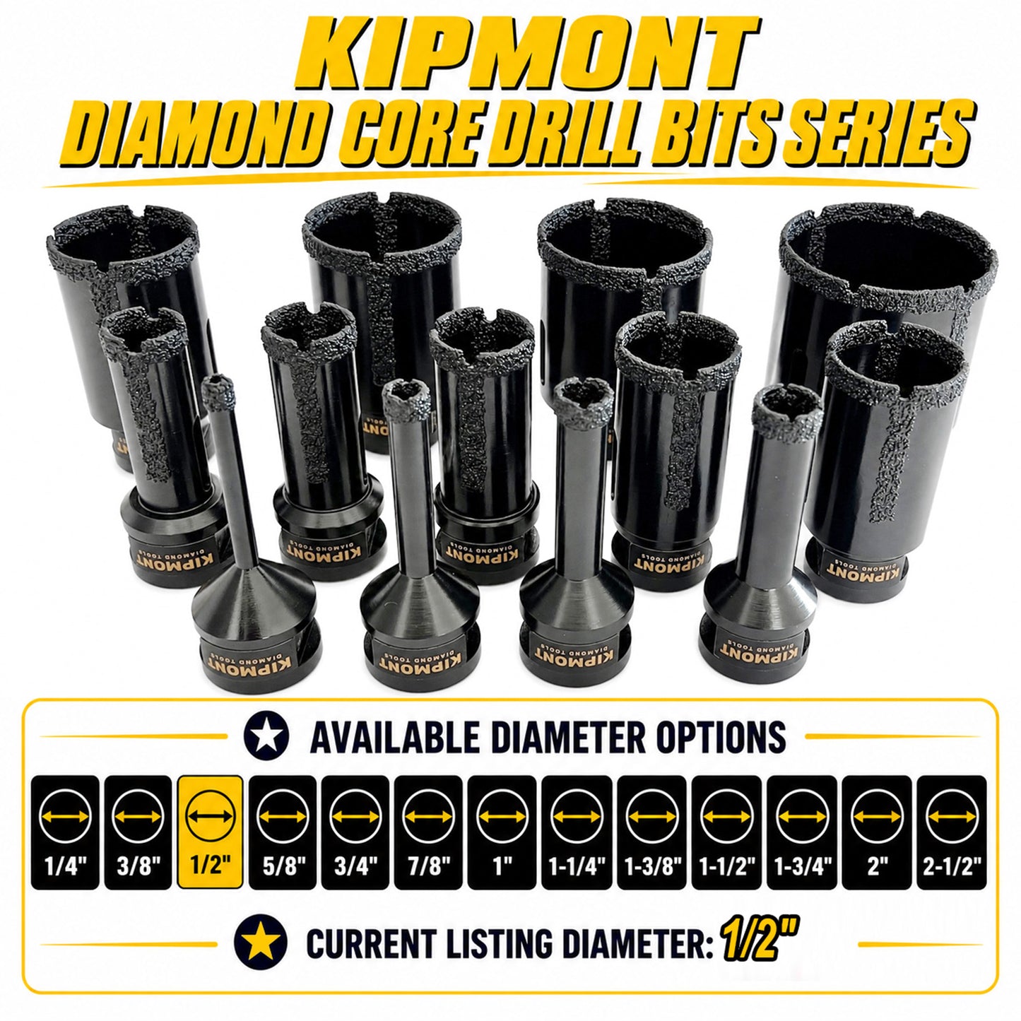 diamond core drill bit diameter for 1/2"