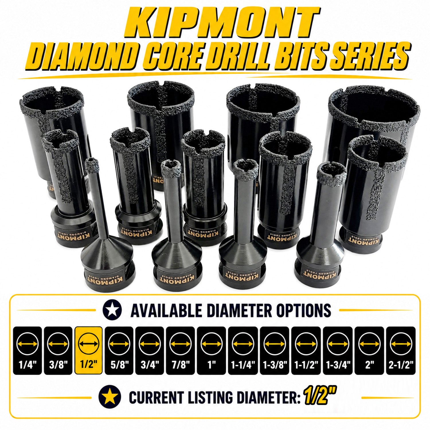 diamond core drill bit diameter for 1/2"