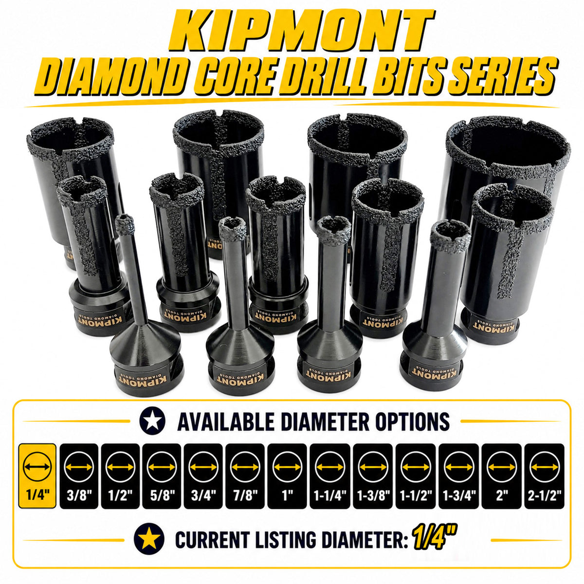 diamond core drill bit diameter for 1/4"
