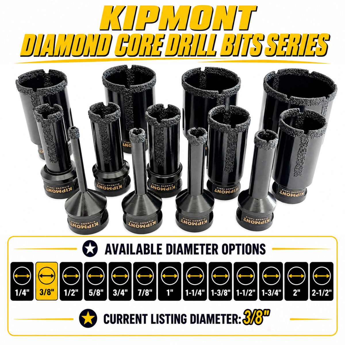 diamond core drill bit diameter for 3/8"